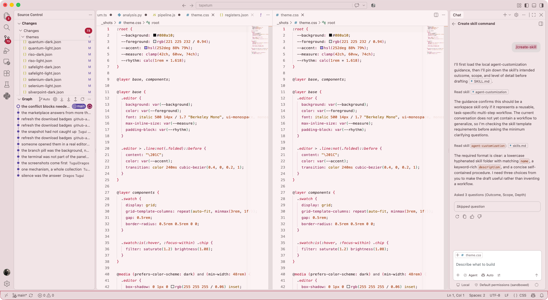 Tapetum Cochineal Light, the same file on a blush white ground with deep carmine syntax.